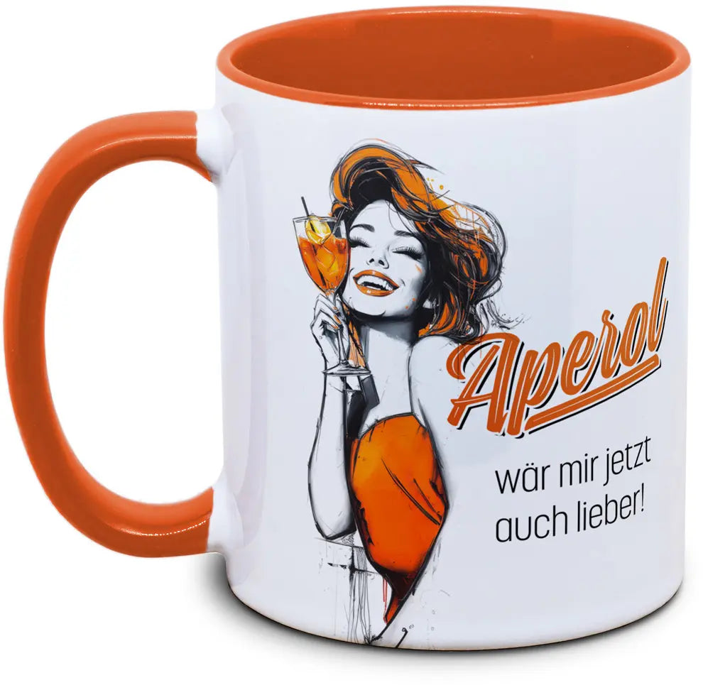 Keramiktasse mit Aperol wär mir jetzt auch lieber! Motiv von Tassenkasper