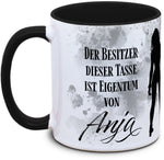 Keramiktasse mit Der Besitzer dieser Tasse ist Eigentum von... Motiv von Tassenkasper