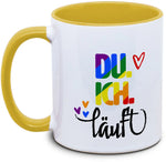 Keramiktasse mit Du. Ich. Läuft. (LGBTQAI+) Motiv von Tassenkasper