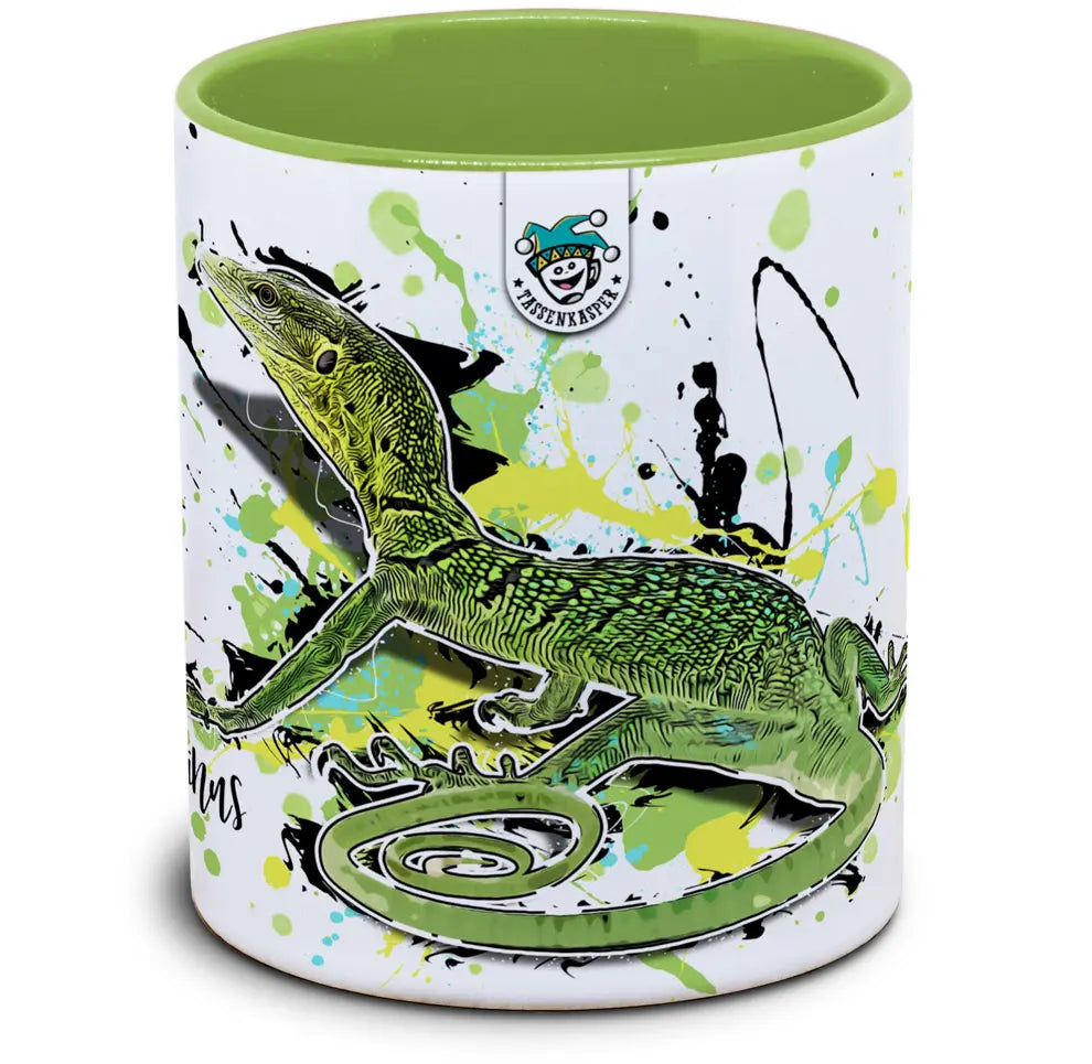 Keramiktasse mit Varanus prasinus / Smaragdwaran Motiv von Tassenkasper