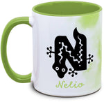Buchstabentasse mit Namen und abstrakten Tieren