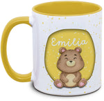 Keramiktasse mit Kinder mit Name und Bär / Teddy Motiv von Tassenkasper