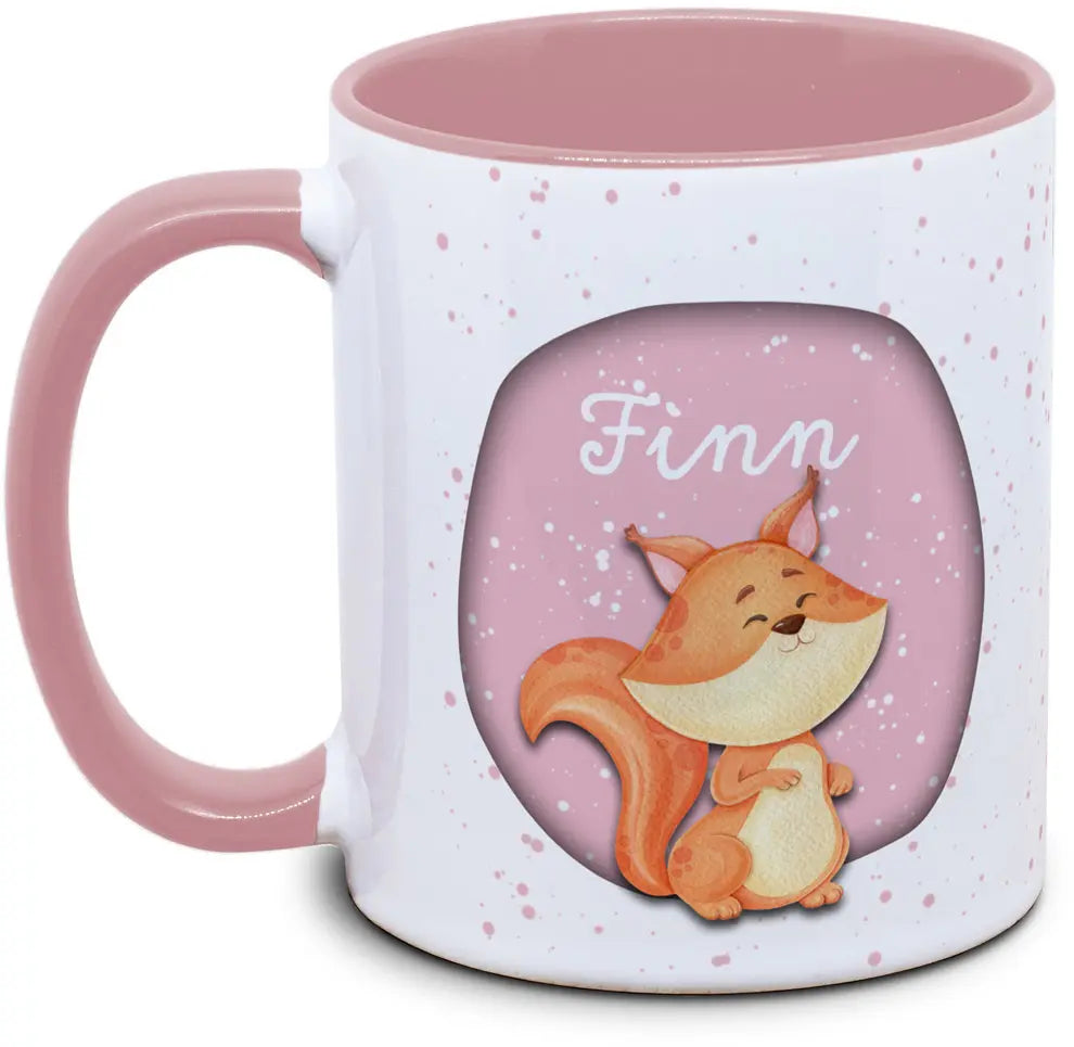 Mug - Enfants avec prénom et écureuil