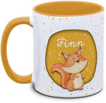 Keramiktasse mit Kinder mit Name und Eichhörnchen Motiv von Tassenkasper