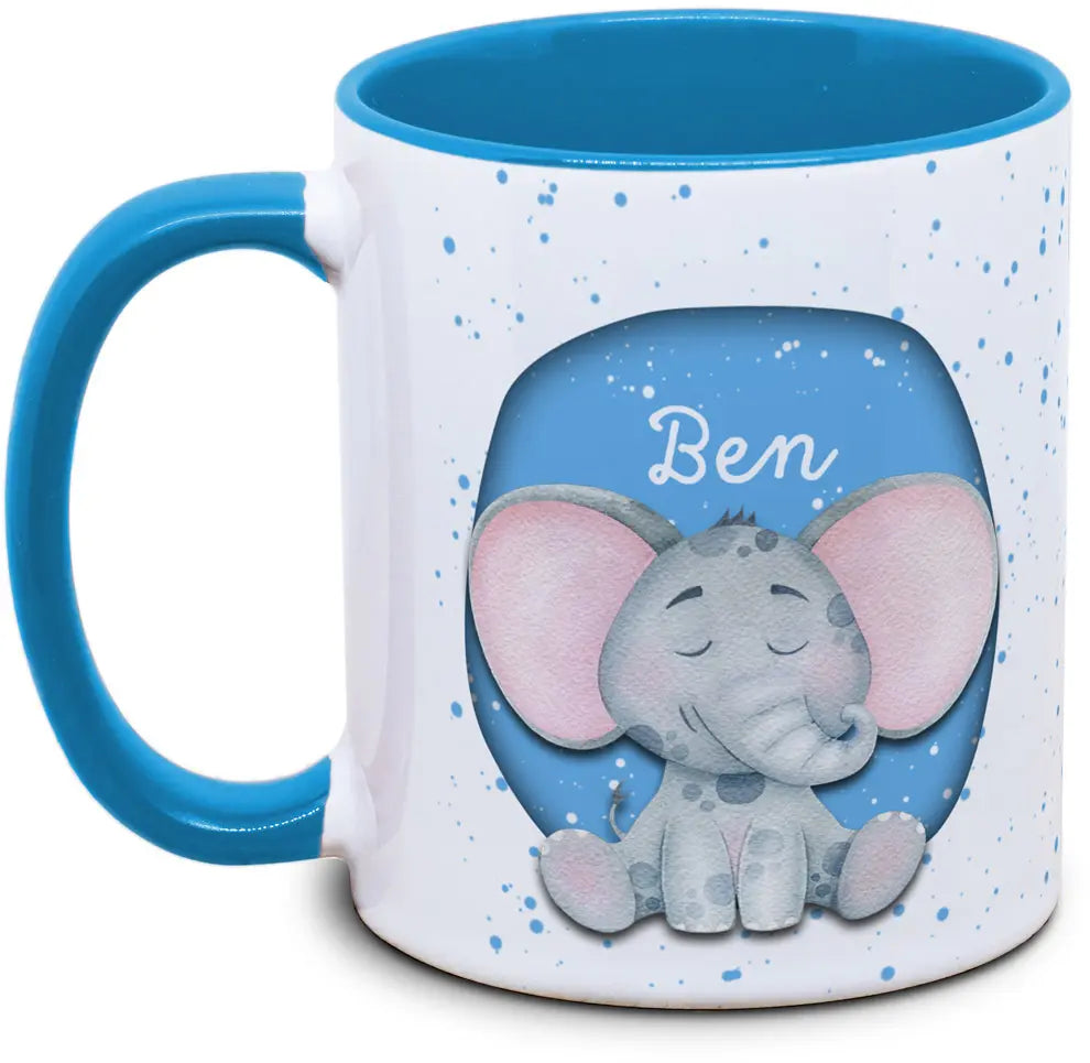 Tasse - Kinder mit Name und Elefant
