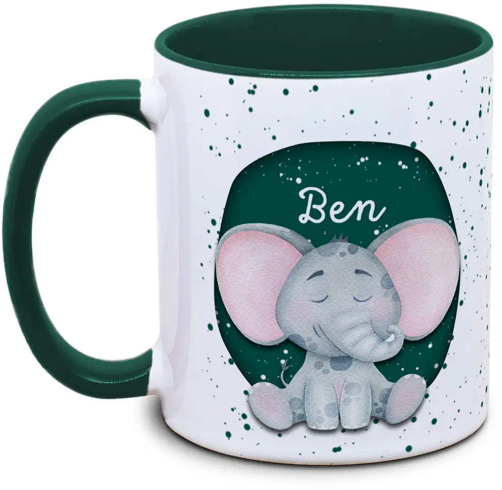 Tasse - Kinder mit Name und Elefant