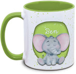 Tasse - Kinder mit Name und Elefant
