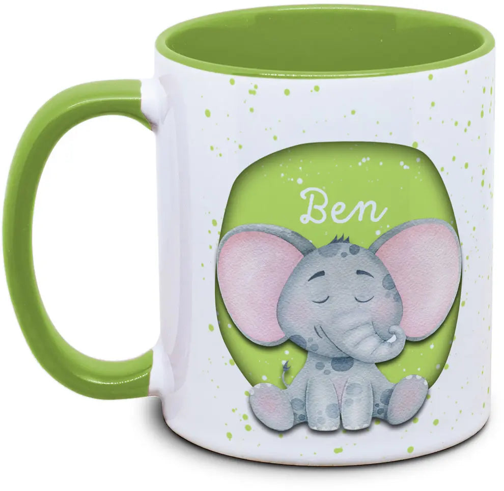 Tasse - Kinder mit Name und Elefant