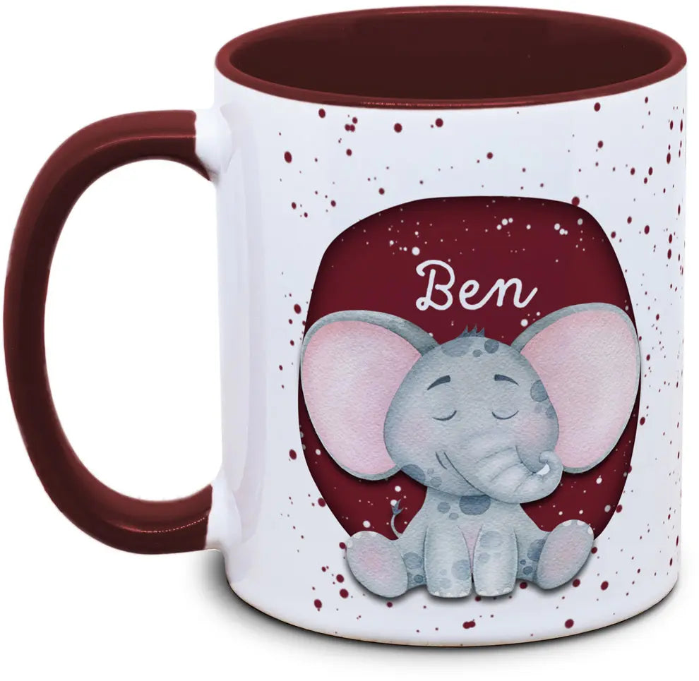 Tasse - Kinder mit Name und Elefant