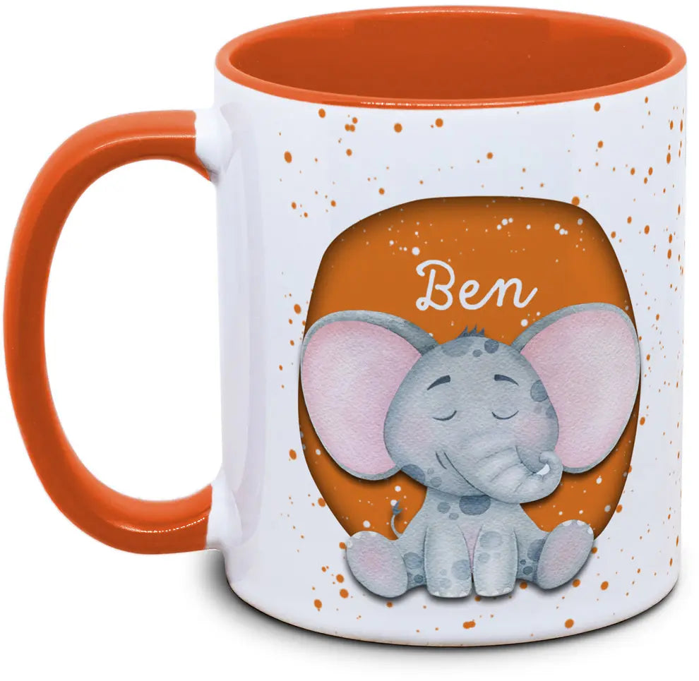Tasse - Kinder mit Name und Elefant