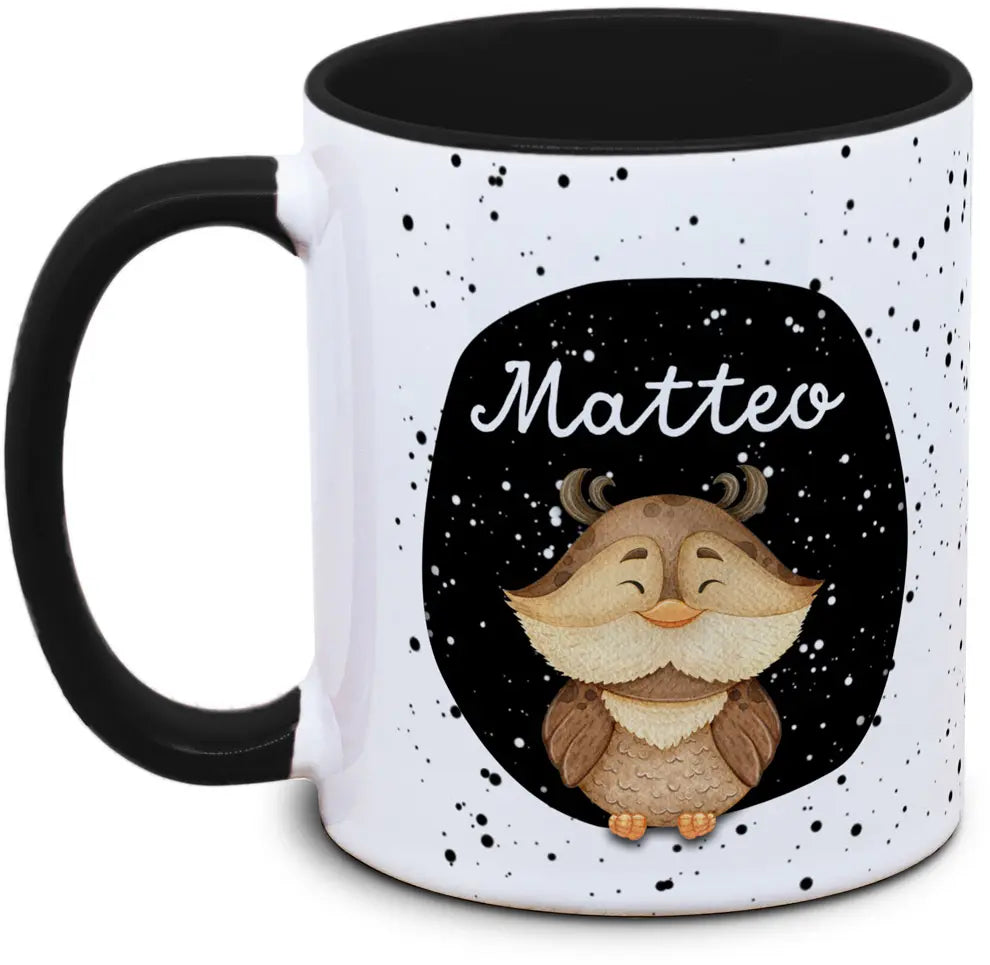 Mug - Children with Name and Owl