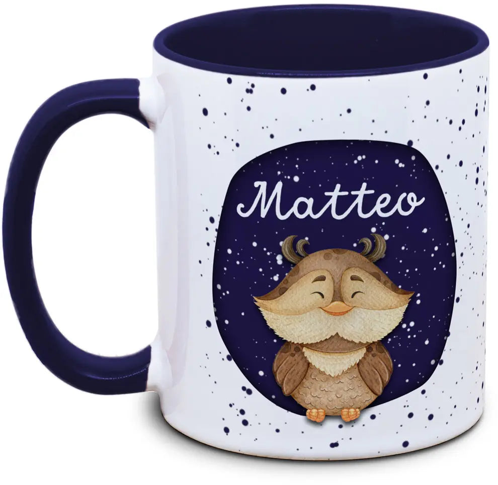 Mug - Children with Name and Owl