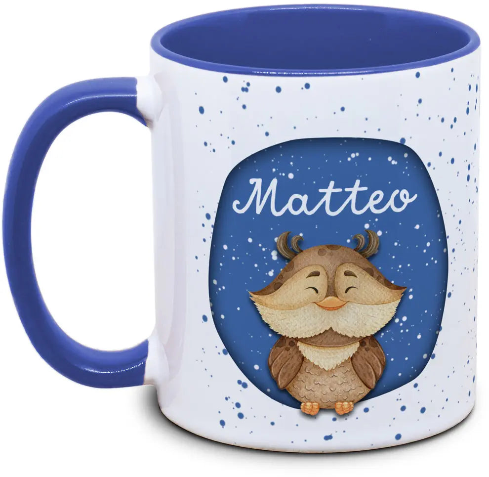Mug - Children with Name and Owl