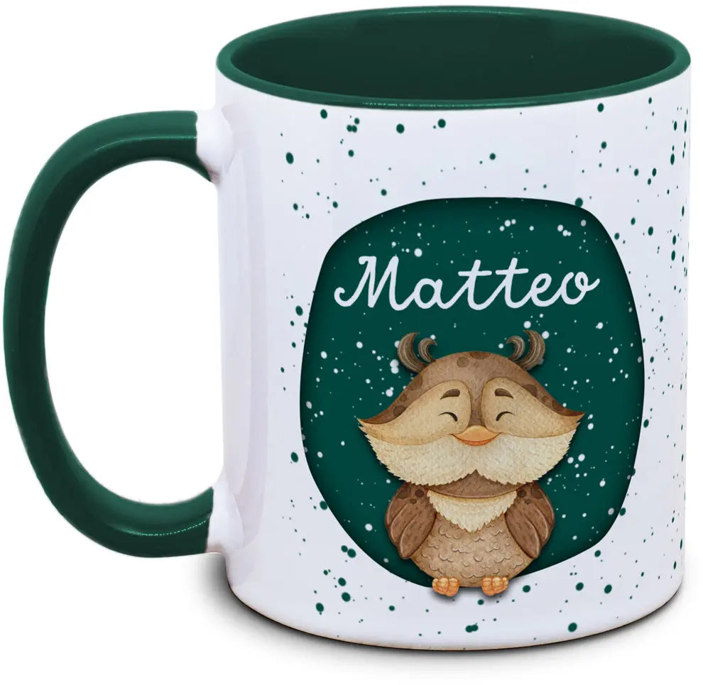 Mug - Children with Name and Owl