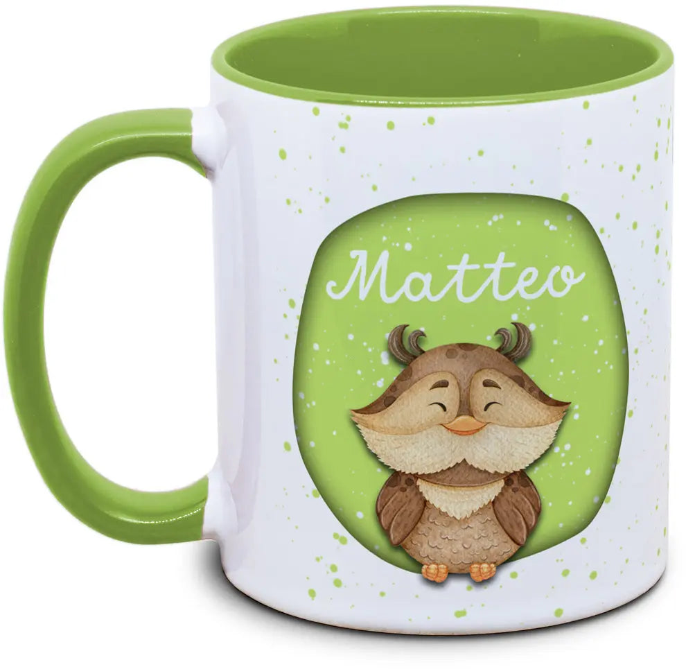 Mug - Children with Name and Owl
