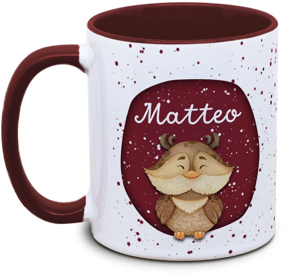 Mug - Children with Name and Owl