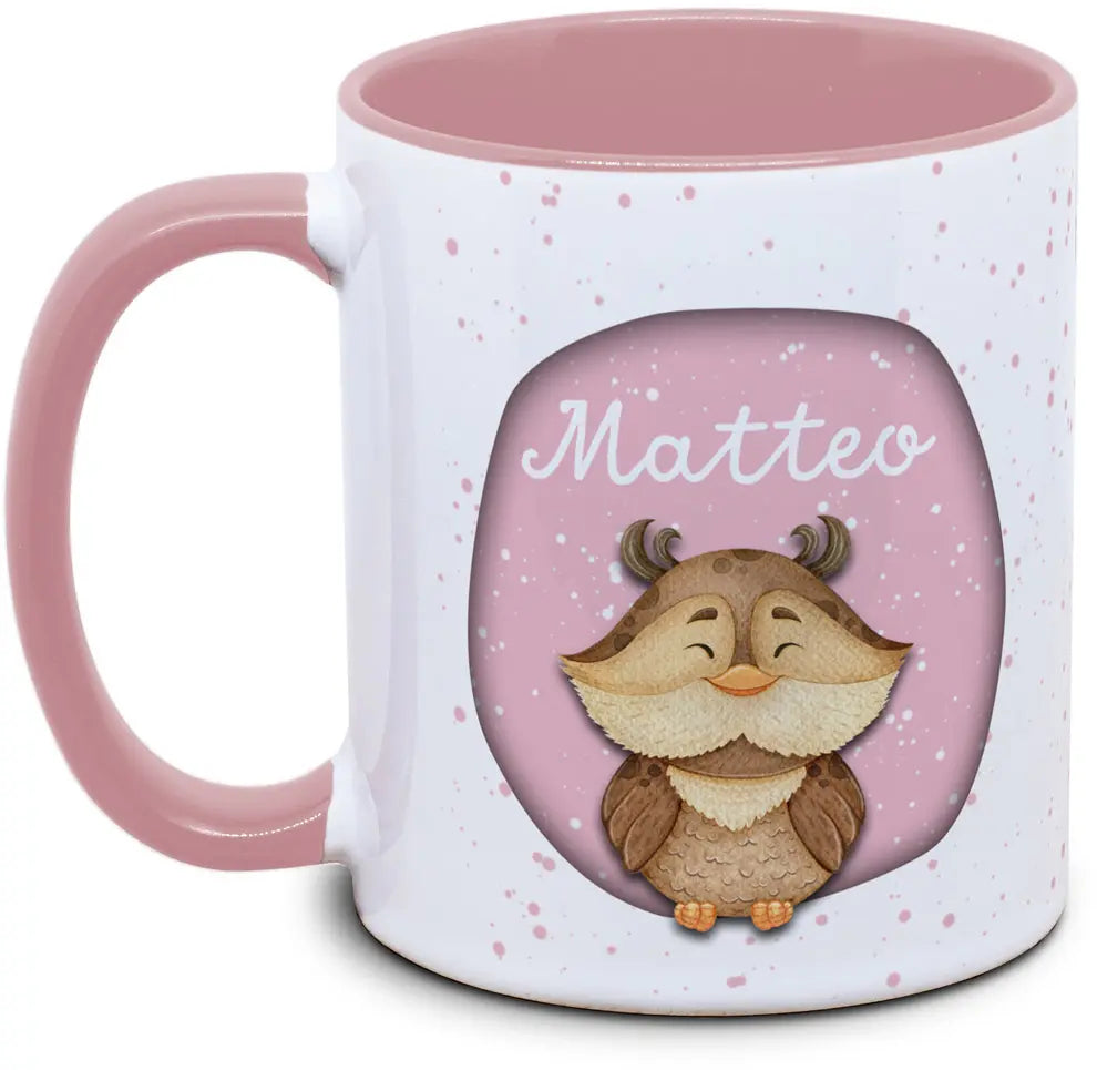 Mug - Children with Name and Owl