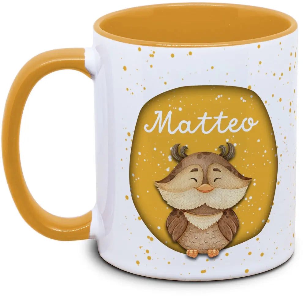 Mug - Children with Name and Owl