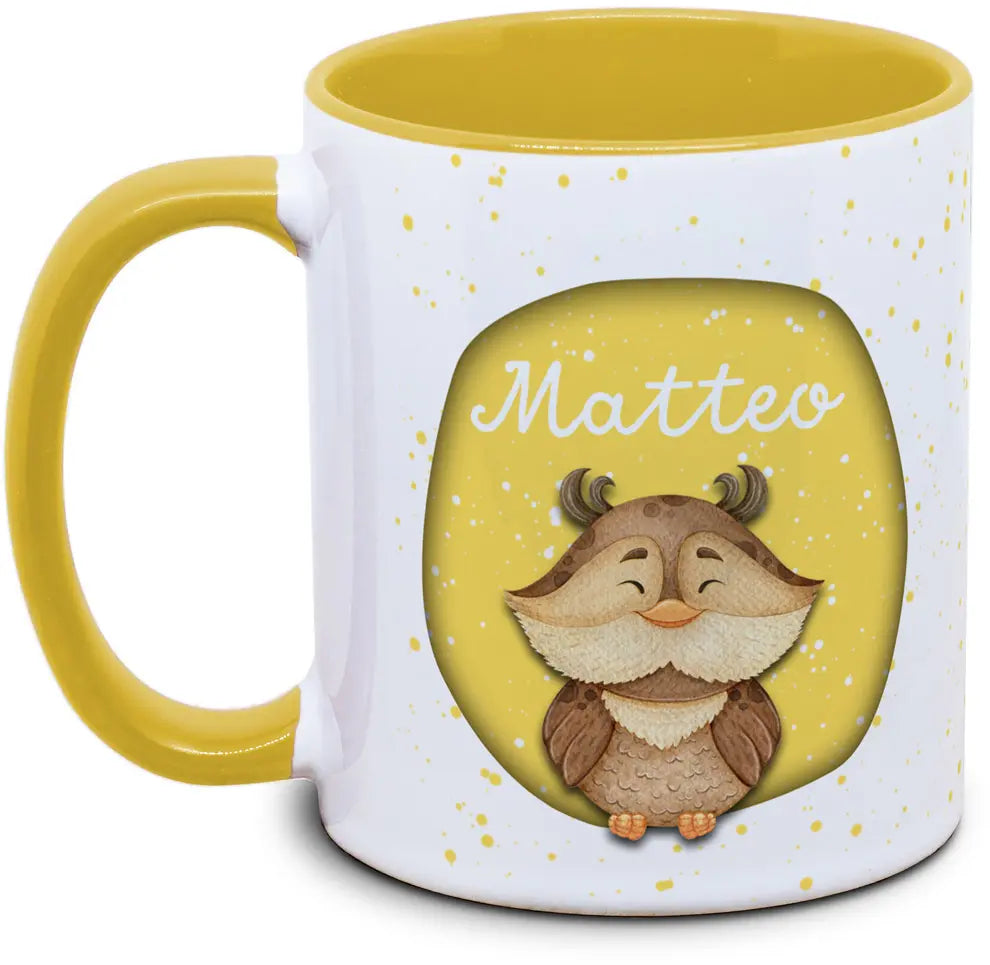 Mug - Children with Name and Owl