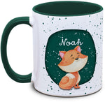 Keramiktasse mit Kinder mit Name und Fuchs Motiv von Tassenkasper
