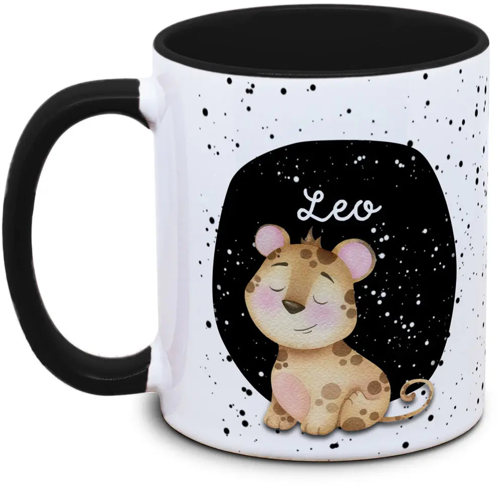 Tasse - Enfants avec prénom et léopard