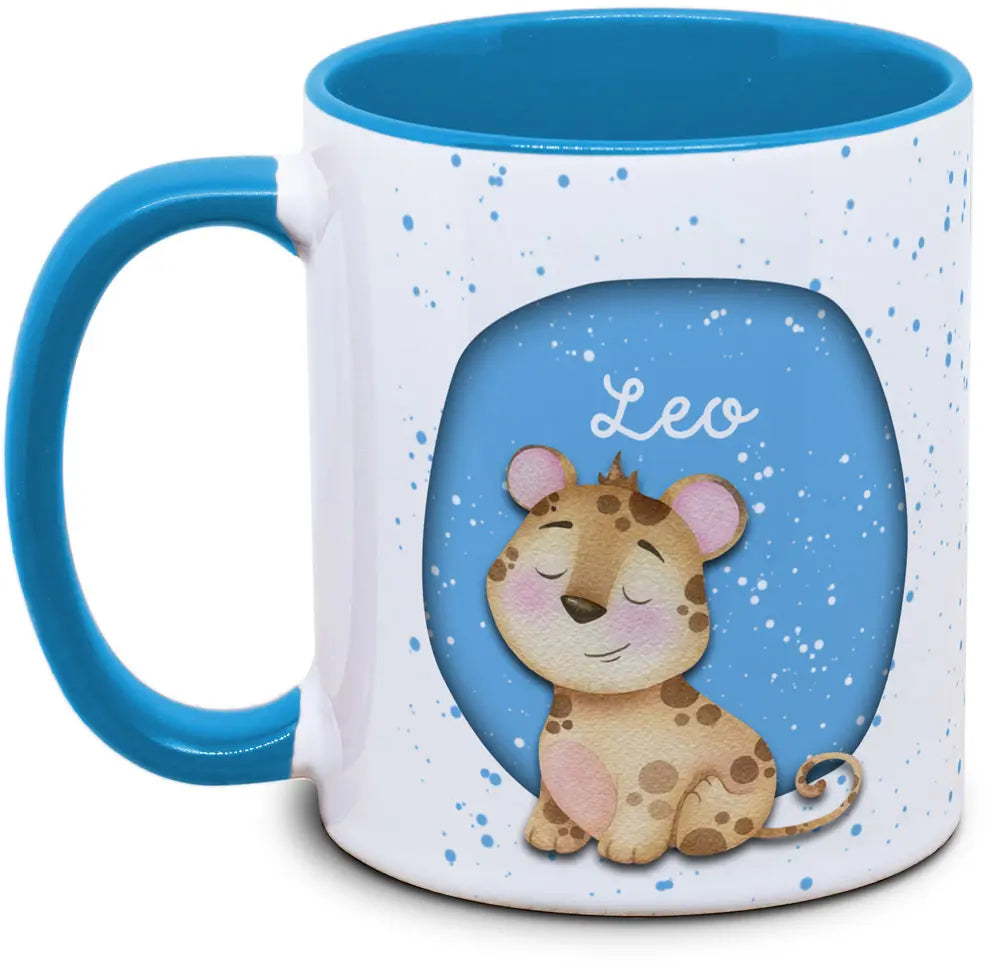 Tasse - Enfants avec prénom et léopard