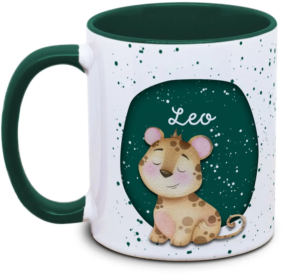 Tasse - Enfants avec prénom et léopard