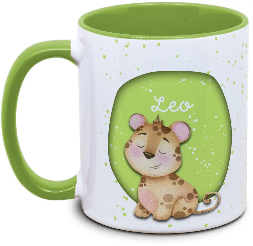Tasse - Enfants avec prénom et léopard