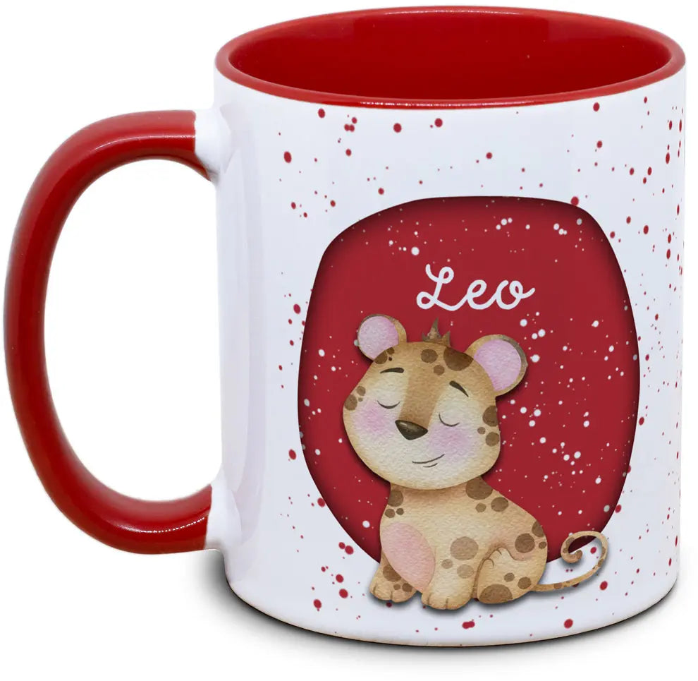 Tasse - Enfants avec prénom et léopard