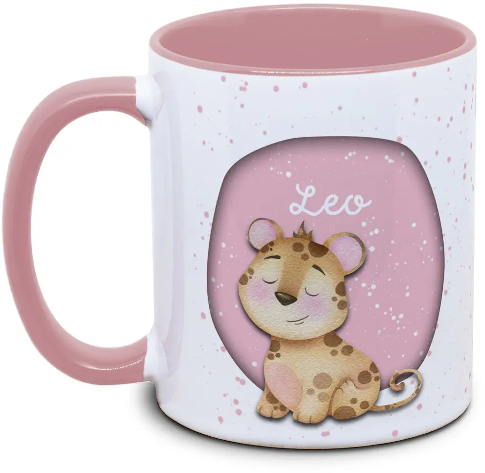 Tasse - Enfants avec prénom et léopard