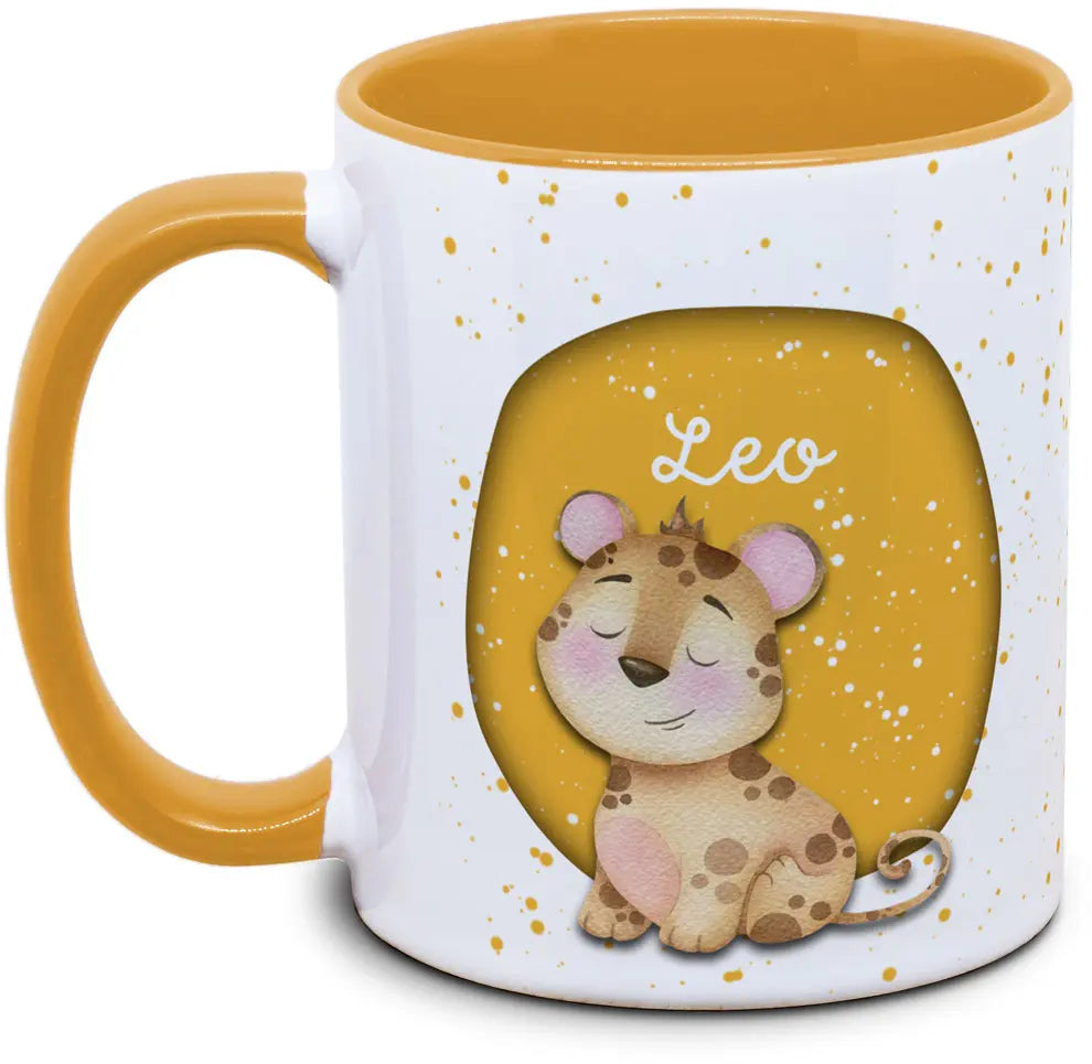 Tasse - Enfants avec prénom et léopard
