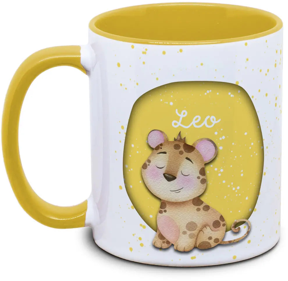 Tasse - Enfants avec prénom et léopard