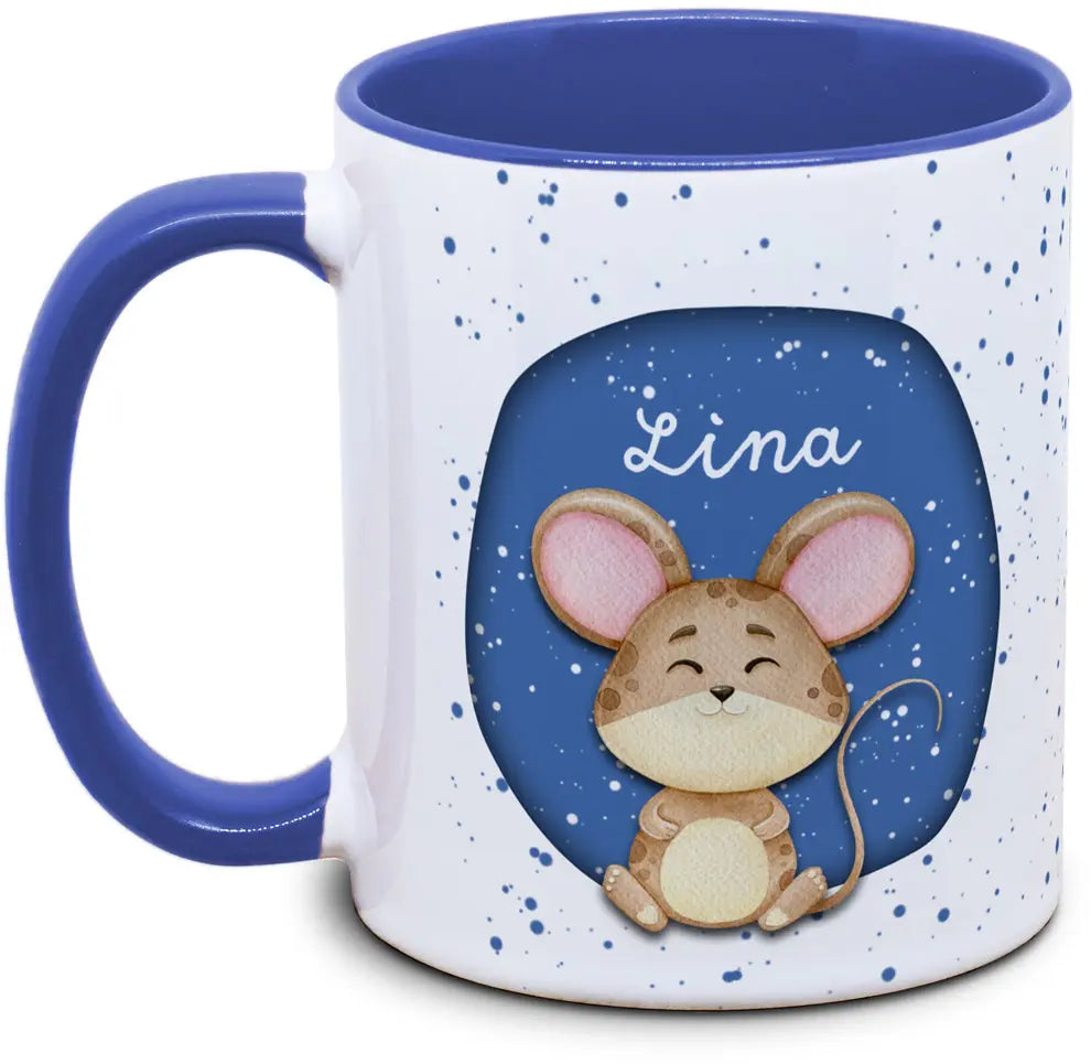 Tasse - Kinder mit Name und Maus
