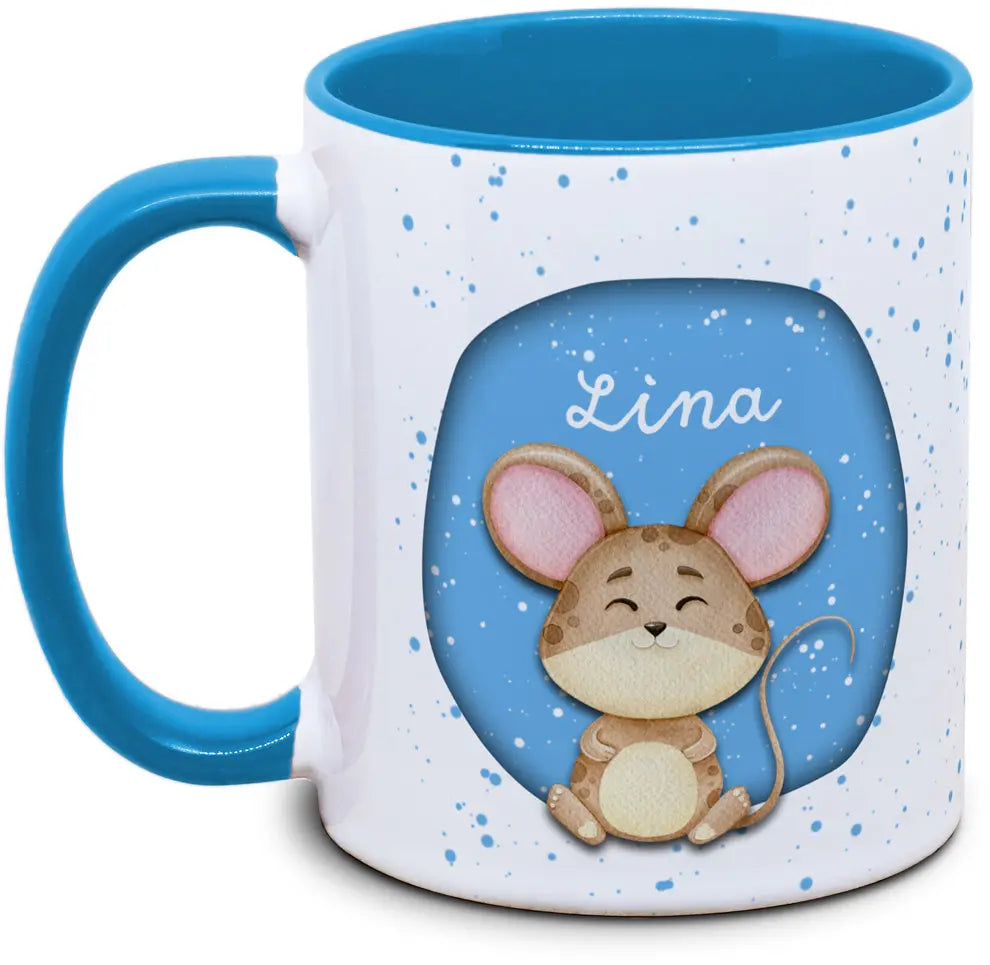 Tasse - Kinder mit Name und Maus