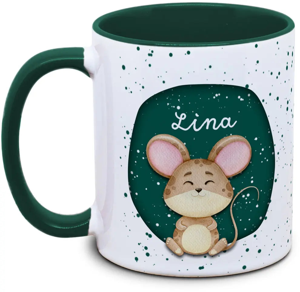 Tasse - Kinder mit Name und Maus