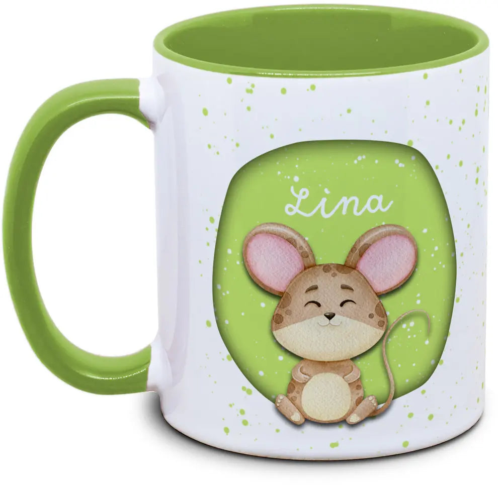 Tasse - Kinder mit Name und Maus