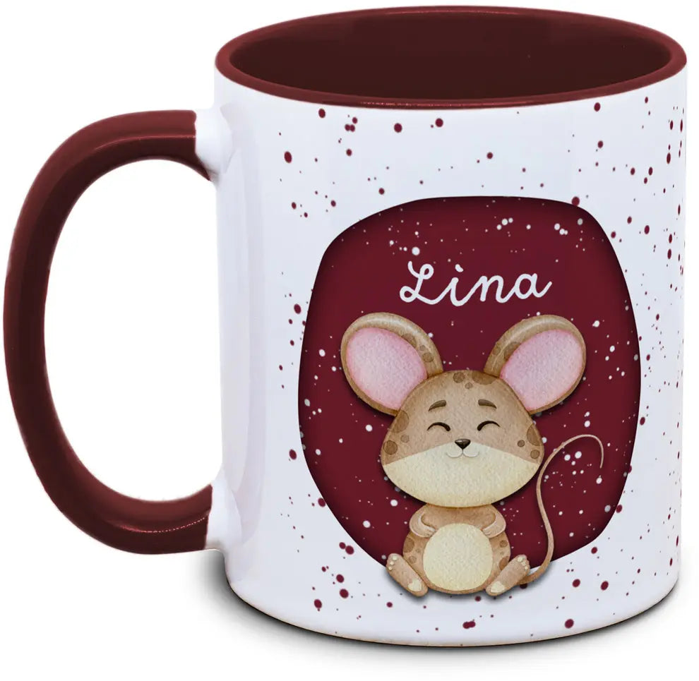 Tasse - Kinder mit Name und Maus