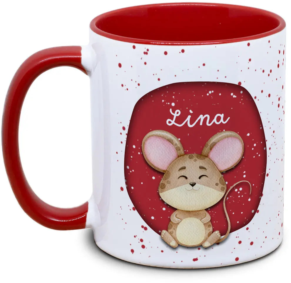 Tasse - Kinder mit Name und Maus