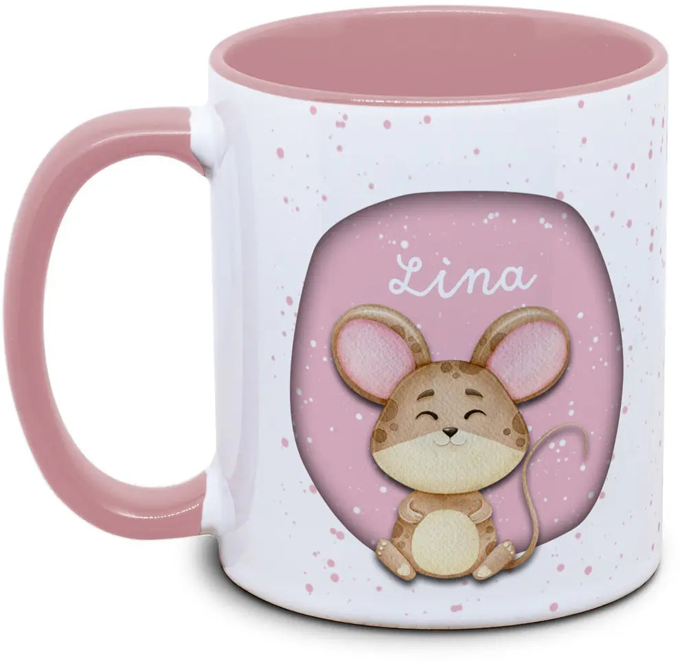 Tasse - Kinder mit Name und Maus
