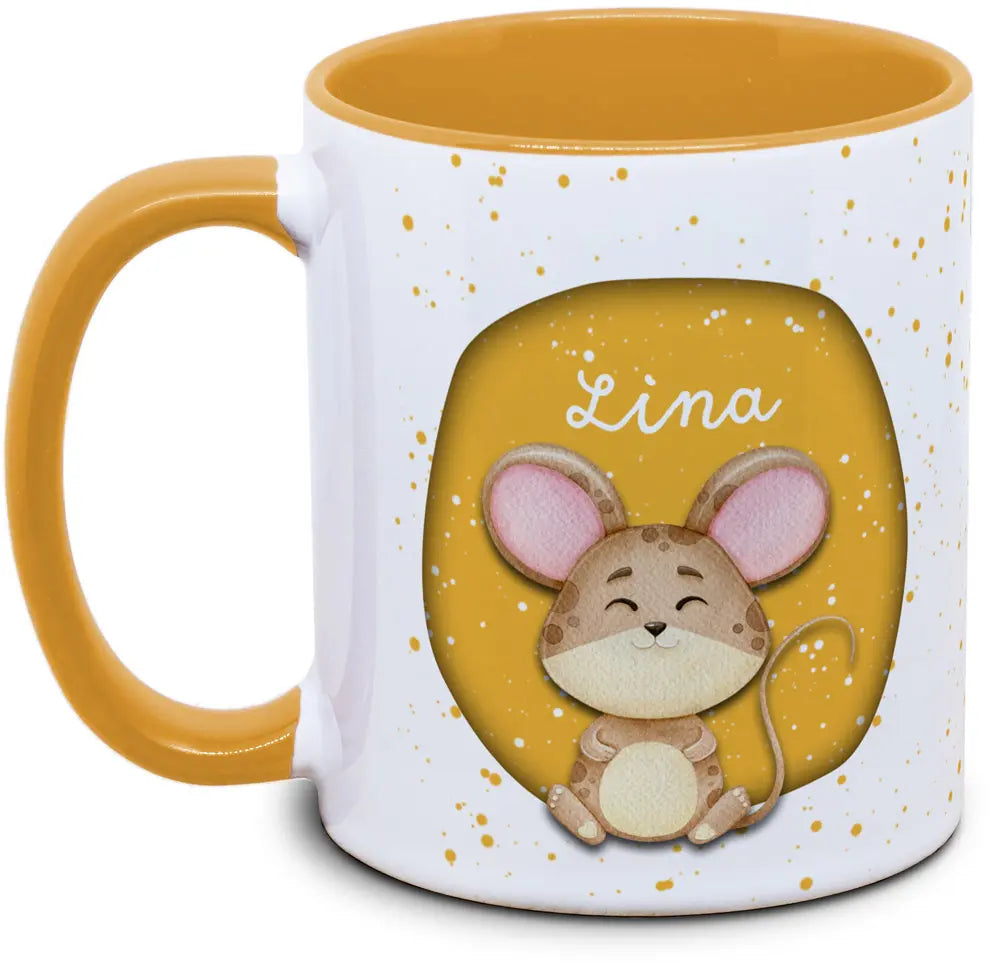 Tasse - Kinder mit Name und Maus