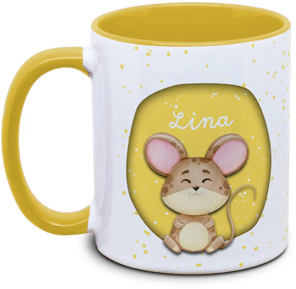 Tasse - Kinder mit Name und Maus