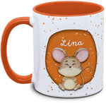 Keramiktasse mit Kinder mit Name und Maus Motiv von Tassenkasper