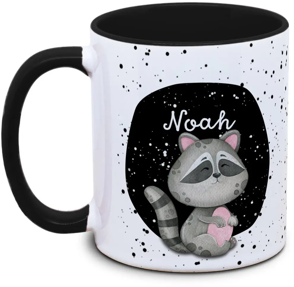 Tasse - Kinder mit Name und Waschbär