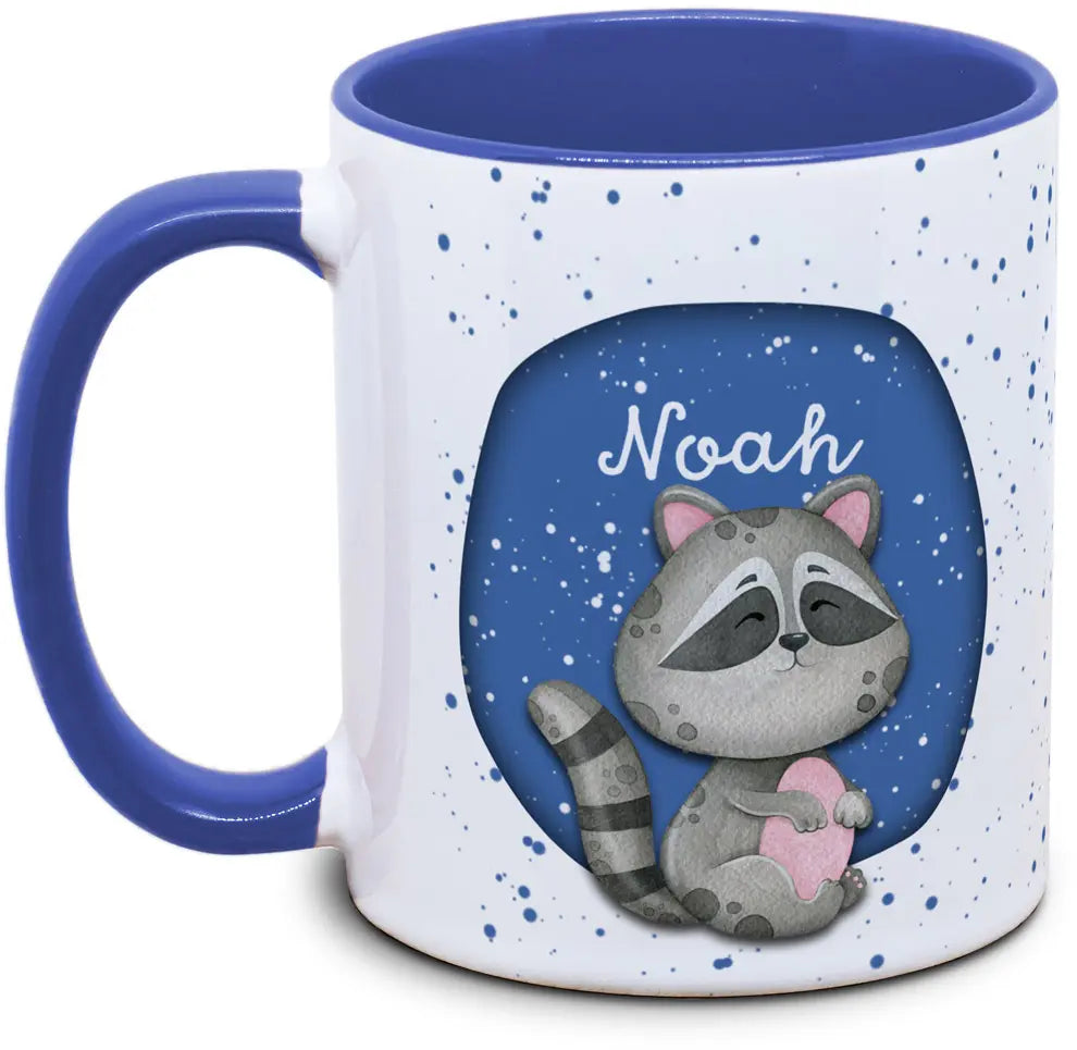 Tasse - Kinder mit Name und Waschbär