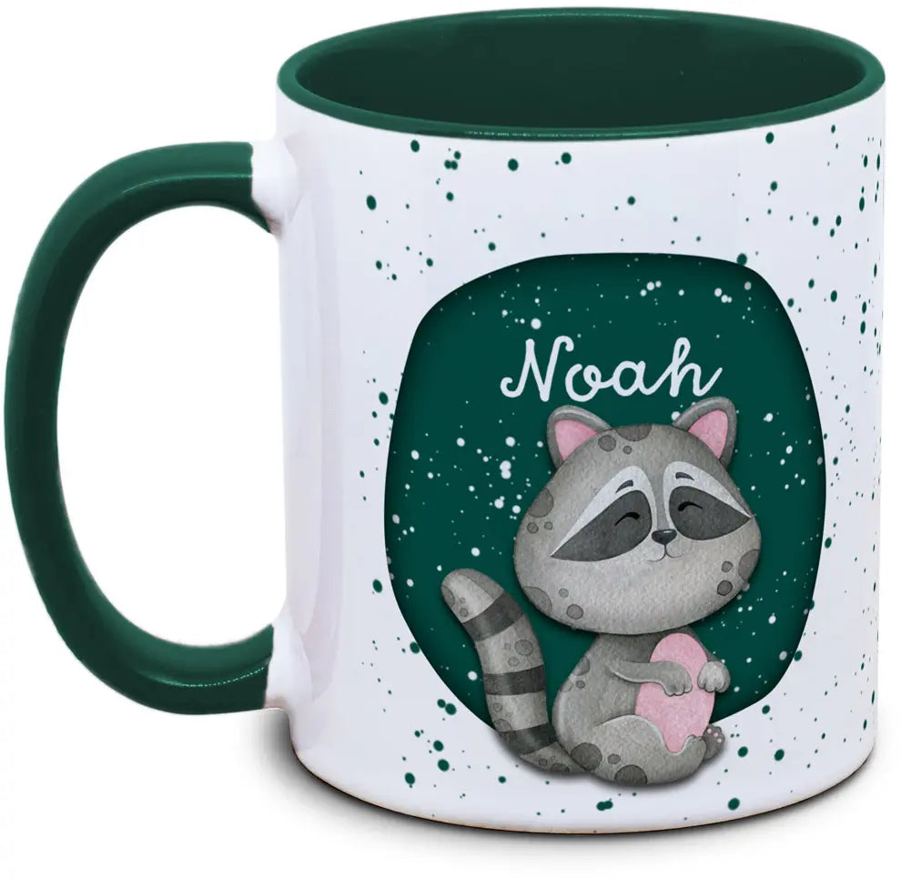 Tasse - Kinder mit Name und Waschbär