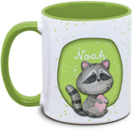 Tasse - Kinder mit Name und Waschbär