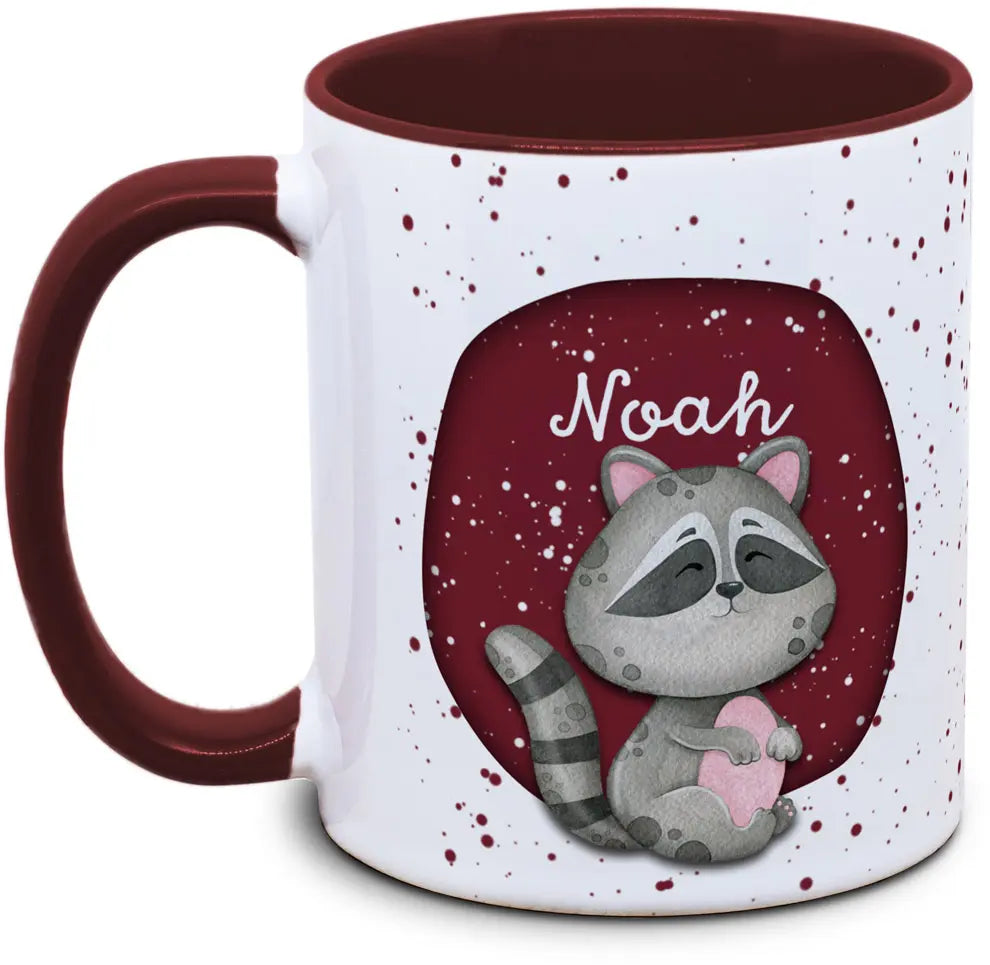 Tasse - Kinder mit Name und Waschbär