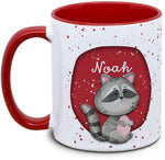 Tasse - Kinder mit Name und Waschbär