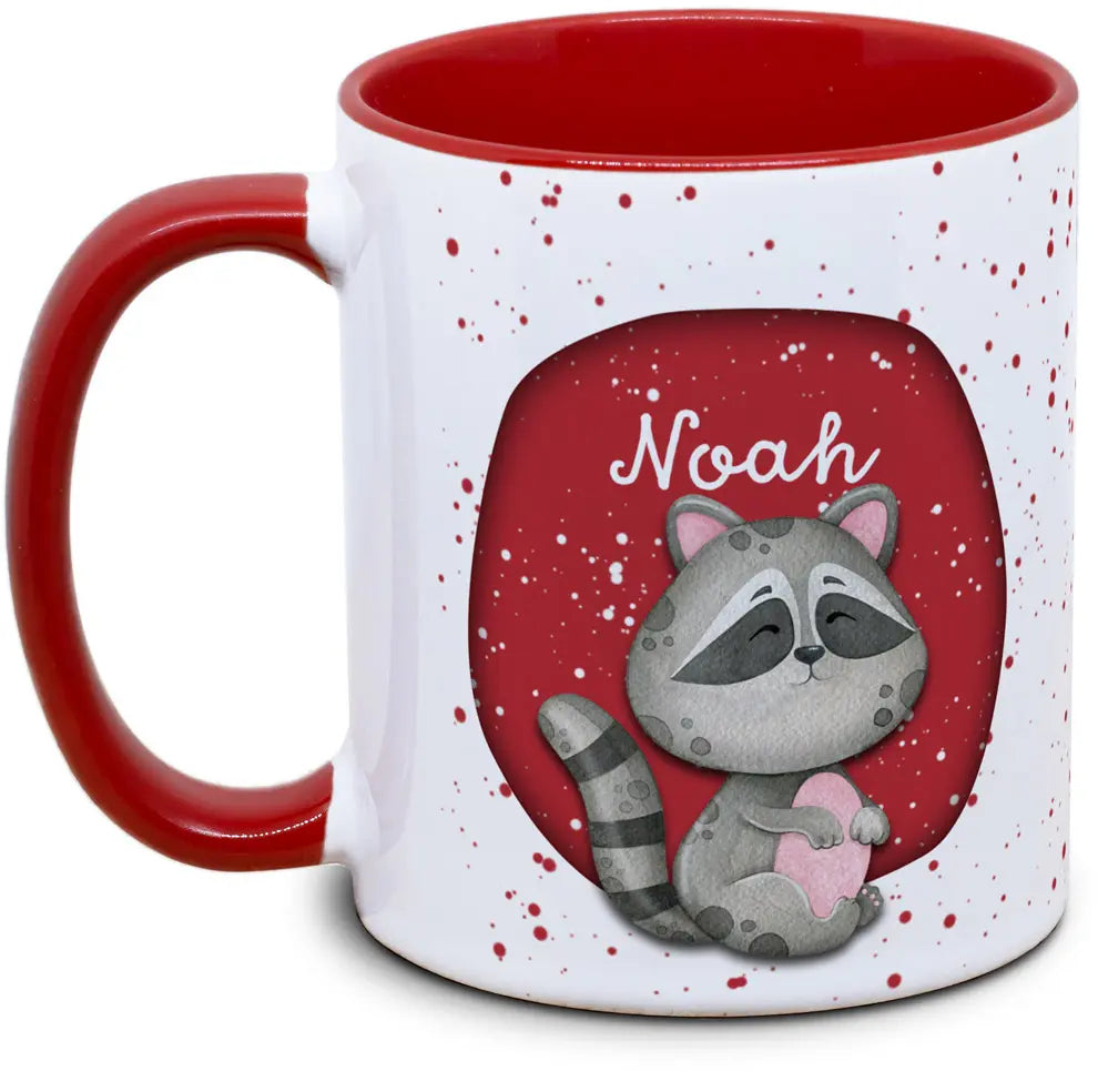 Tasse - Kinder mit Name und Waschbär