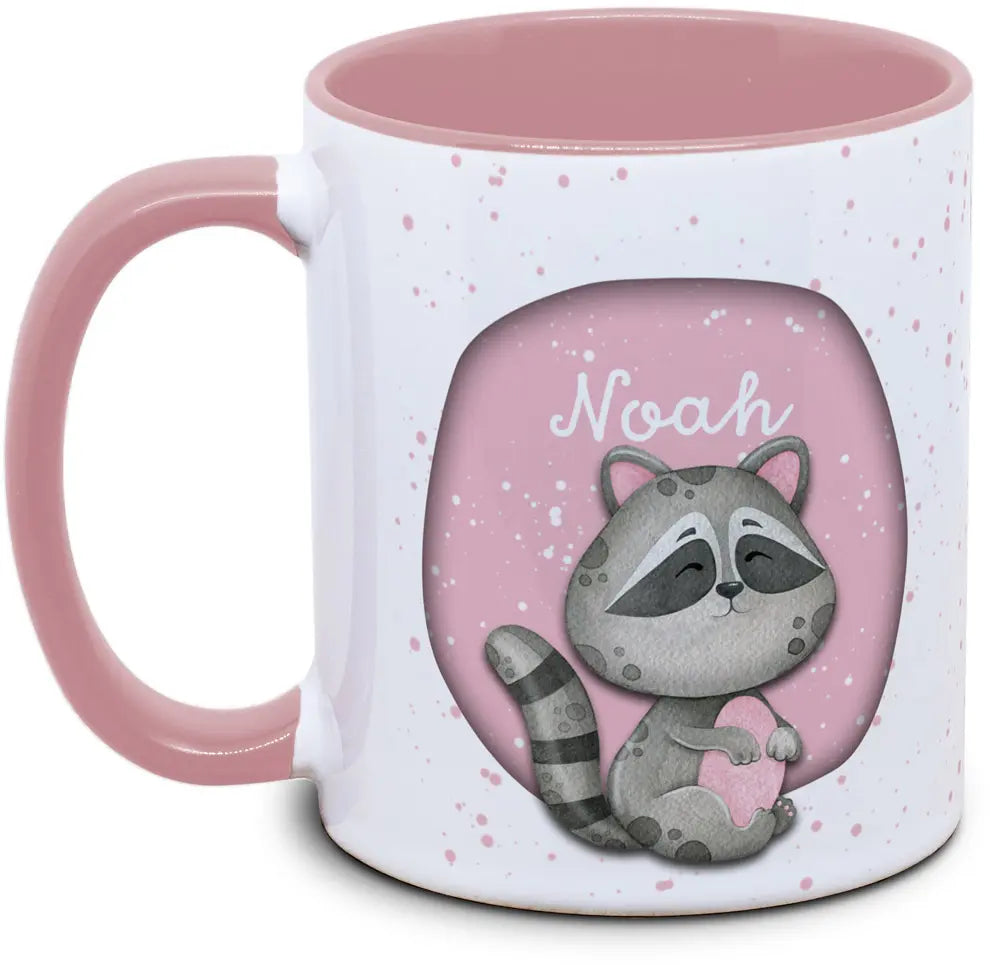 Tasse - Kinder mit Name und Waschbär